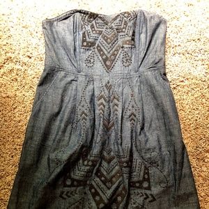 Fossil denim strapless dress with pockets
